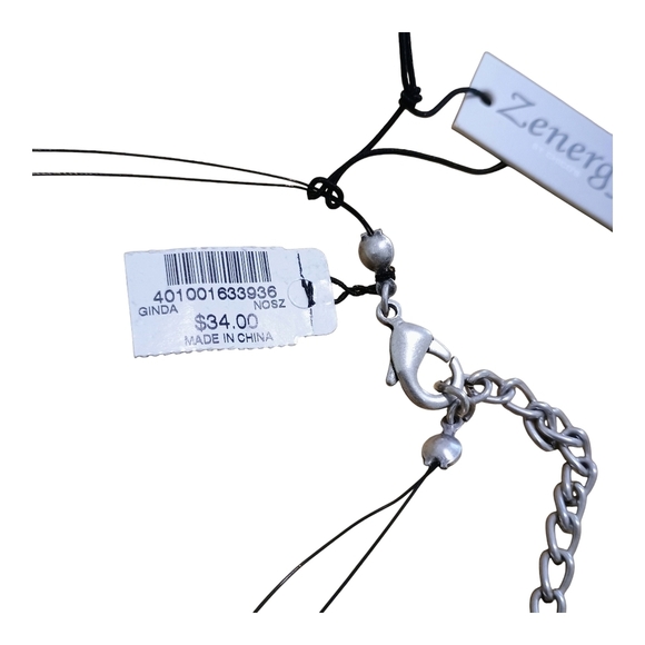 NWT Chico's Zenergy Collection Wine Red Silver Statement Necklace Boho - Picture 3 of 3